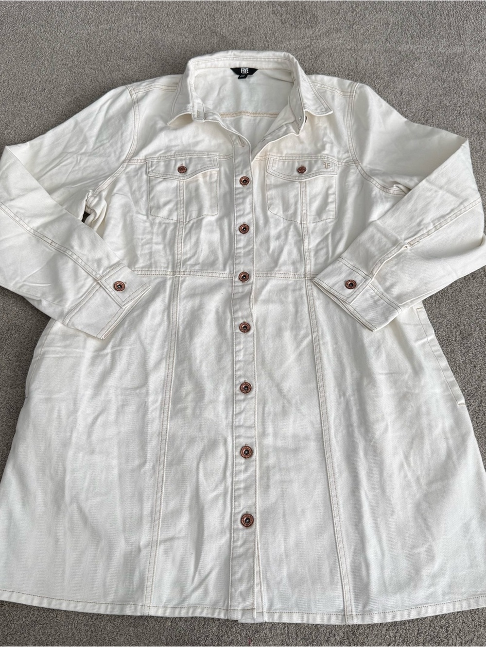Frye Women’s White Button-Front Denim Shirt Dress
